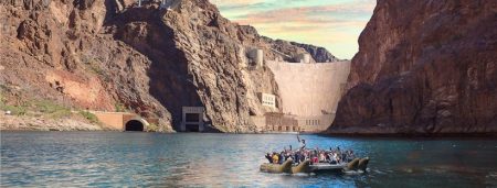 Boat in the water by the Hover Dam