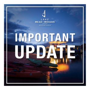 "Important Update" text over a houseboat on the water at sunset 