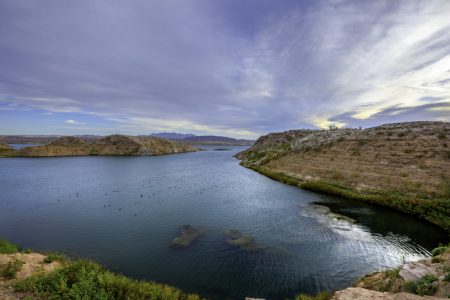 Lake Mead at sunrise with water